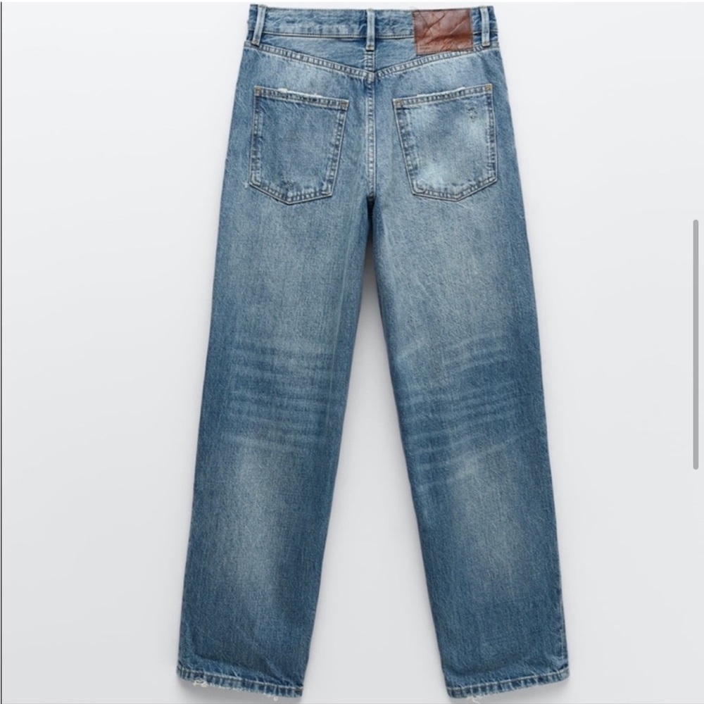 Zara The New Daddy Straight Leg Mid Rise Jeans in Devon Blue - Picture 5 of 11